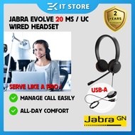 Jabra Evolve 20 Mono Stereo MS / UC Professional Business Wired Corded Headset with Microphone