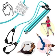 Flexies Portable Pilates Bar kit with Free 8-Loop Stretch Band, Workout Videos &amp; Exercise Manual + Posture Alignment Guide, Meal &amp; Workout Planner (E-Book)|Adjustable Resistance &amp; Length Stick