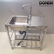 Quality Stainless Steel Sink with Stand Platform Sink Single Sink Floor Shelf / Singki keluli tahan 