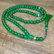 Tasbih giok hijau asli 8mm tasbih batu giok hijau aceh tasbih giok original kalung tasbih pria tasbi