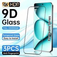 3 ชิ้น ฟิล์มกระจกนิรภัย 9D HD โปร่งใส กาวเต็มหน้าจอ สำหรับ Redmi Note 14/13 Pro Max/12R/11 Lite/10S/