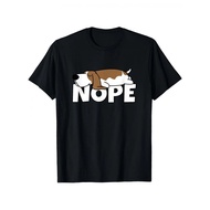 Funny Lazy Bassett Hound Dog T-Shirt with "Nope" Graphic & Basset Hound Face - Casual Round Neck Tee