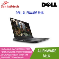 DELL ALIENWARE M16 (New 13th Gen Intel® Core™ i9-13900HX / 32GB / 1TB M.2 NVMe SSD/ NVIDIA RTX4080-12GB/16" QHD+ (2560 x 1600) 165Hz G-Sync/WIN11 HOME) 2YEARS ONSITE WARRANTY BY DELL