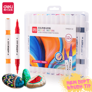 Deli Acrylic Paint Marker Pen Twin Tip Soft Tip Multi-Surface Use Art Markers Sketch Draw 12  24  36