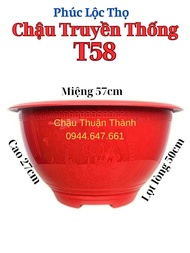 5 Cái Chậu Nhựa Truyền Thống Phúc Lộc Thọ THUẬN THÀNH Trồng Cây-Mẫu T58-Màu Đỏ