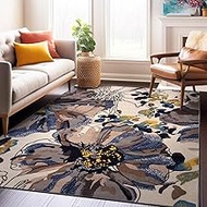 Rugshop Modern Bright Flowers Non-Slip Area Rug 6' 6" x 9' Cream