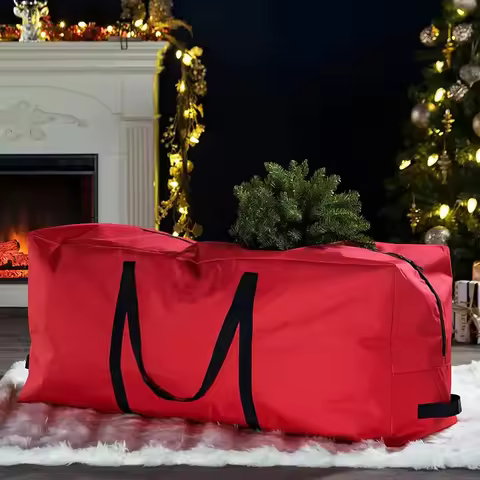 Foldable Xmas Decoration Storage Bag Christmas Tree Wreath Oxford Cloth Bag For Storing Christmas Ut