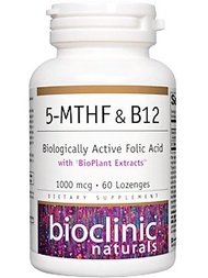 Bioclinic Naturals 5-MTHF & B12 Biologically Active Folic Acid - 60 Lozenges