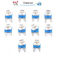 CHAMPIONO 100PCS Variable Resistor, Blue&White 10 Values Potentiometer, With Plastic Box Film Type A