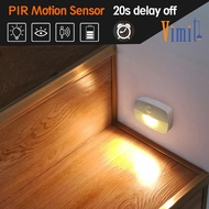 Vimite โคมไฟไร้สาย ไฟเซ็นเซอร์  Motion Sensor Light Led Night Light หลอดไฟใส่ถ่าน Stair Wardrobe Cabinet Light Wall Lamp for Room Bedroom Corridor Closet Corridor ไฟวอมไลท์