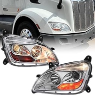 Halogen Headlights Fit for 2013-2020 Peterbilt 579 Headlamps Compatible with 2011-2018 Peterbilt 587