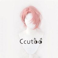 New Aster Cosplay Wig Game Nu: Carnival Aster Short Pink Heat Resistant Synthetic Halloween Party Wigs Pelucas + Wig Cap Wig &amp; Hair Extensions &amp; Pads