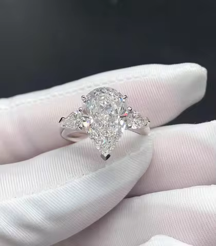 3 ct Pear-Shaped Lab-Grown Diamond Engagement Ring, CVD, E Color, VS1 Clarity, with IGI Certificate,