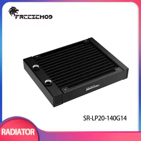 Freezemod G1/4 Threaded 140mm Radiator Aluminum Water Cooler Heat Exchanger for 14CM Fan / Black / S