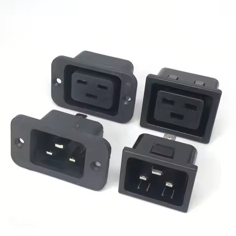 Black 16A C20 C19 PDU UPS Industry Power Receptacle AC Outlet Wire Connector PCB Panel Mount Electri