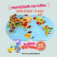 English version World Map with National Flags 3D Puzzle for Kids - Montessori Early Education & Cogn