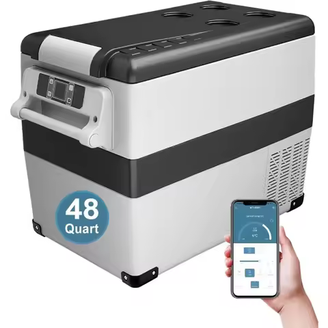 Car Fridge Portable 12V Refrigerator - 48 Quart(45L) Electric Cooler with AC/DC, Car Refrigerator Fr