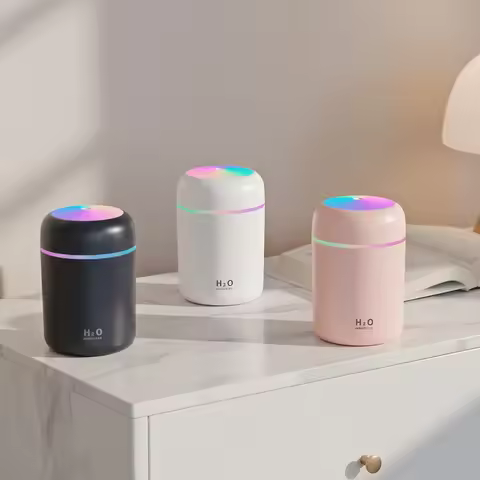 Portable USB Ultrasonic Aroma Diffuser Cup, Colorful LED Humidifier & Cool Mist Maker for Home and C