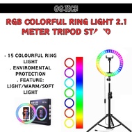 RGB Ring Light Meter Tripod Stand Colorful Lampu Live Selfie Tiktok Live Stream 20 Patterns Light