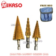 Mikaso 3pcs Steel Large Step Cone Mini Drill Titanium Bit Hole Cutter FREE POUCH