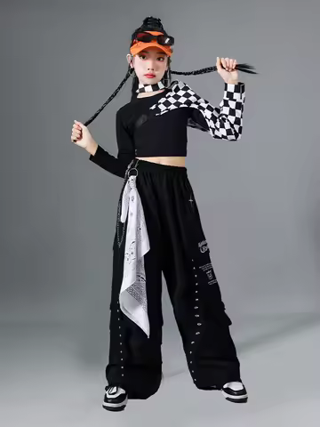 Girls Jazz Dance Performance Costume Woman Street Dance Clothing Youth Hip Hop Stage Outfit Fashion 