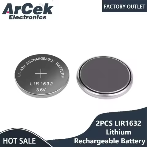 2PCS LIR1632 LIR 1632 Lithium Rechargeable Battery for Car Key Remote Control Watch Clock Replace CR