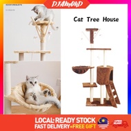 Diamond Large Cat Tree Cat Condo Pet Play Bed Toy Scratcher Wood House Cat Tower Frame & Nest Climbi