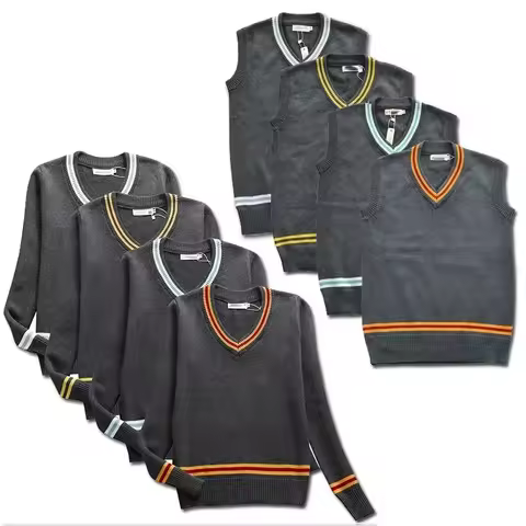 HUYE Cosplay Costume Magic School Hufflepuff Ravenclaw Slytherin Wizard V Neck Sweater Uniform Strip