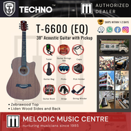 Techno T-6600EQ 38 Inch Acoustic Guitar with Pickup 2-Band EQ PACKAGE (T6600 / T6600EQ / Semi Acoustic Guitar / Acoustic Electric Guitar)