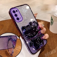 Luxury Casing for OPPO RENO 5 5g oppo RENO 4 OPPO Reno5 Case with Lovely Cute 3D Plating Kitty Cat Holder Stand Mirror Case for Girls Bling Glitter Cover