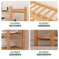 🚢Bamboo Shoe Rack Simple Multi-Layer Shoe Rack Shoe Cabinet Solid Wood Door Assembly Dustproof Thickened Solid Wood Stor