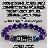 2026 Blessed & Cleansed Future Dusk Amethyst stone & 9 Eye DZI Agate stone with Evil Eye & Mantra.