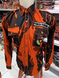 Kemeja pjg sritex bordir timbul jahitan rante Pemuda Pancasila