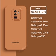 Official Original Liquid Silicone Soft Case Samsung Galaxy A8 Plus A6 A7 2018 A750 A6+ A8+ Casing Shockproof Phone Cover