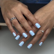 Wearing Nails Manicure Solid Color Short Blue Nails High-End Whitening 8.27 Wearing Nails Manicure S