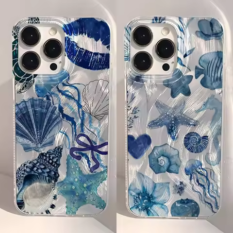 Blue Ocean Element Lip Print Phone Case for Xiaomi Redmi 14C 13 13C 12 A3 A2 A1 10 10C 9 9A 9C 8 K60