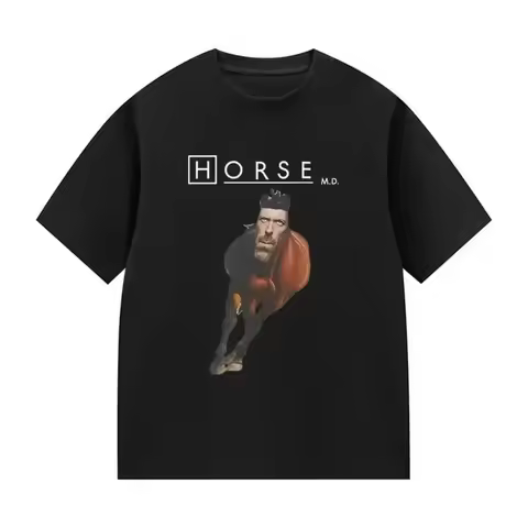 Horse House MD Funny Meme Graphic T-shirt Mens Women Humor Style Short Sleeve T Shirts Casual Oversi