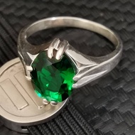 925 Silver Mens Ring With Green CZ Stone. Cincin Perak Lelaki Dengan Batu Hijau CZ