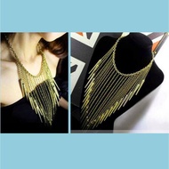 Gold Long Statement Maxi Necklace Rivet Tassel Chain Bohemian Ethnic Fashion Jewellery Accessories