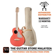 Anuenue MC10 Solid Top 36 Inch Travel Size Acoustic Guitar Living Coral Mic Pickup EQ With Padded Gi