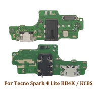 For Tecno Spark 4 Lite BB4K / KC8S USB Dock Charger Port Plug Headphone Audio Jack Microphone MIC Fl