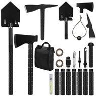 Survival Shovel Axe Kit Camping Shovel Axe Off-Roading Multitool Folding Pickaxe with Hard Carrying 