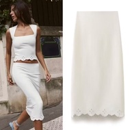 White Embroidery Midi Skirt 75946 (TA)