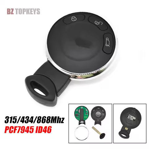 BZTOPKEYS Remote car key 315/433/868Mhz ID46 chip 3button with key insert for BMW Mini cooper S ONE 