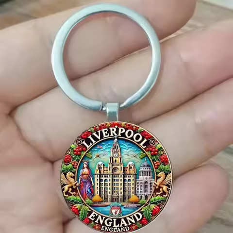 Liverpool England Round Keychain Festival Gift
