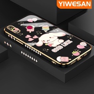 YIWESAN เคสสำหรับ Realme 3 Pro 3i X Lite เคสการ์ตูน Cinnamoroll ซิลิโคนชุบหรูหราลายขอบสี่เหลี่ยมเคสมือถือกรอบชุบป้องกันเลนส์กล้องนิ่มกันกระแทก