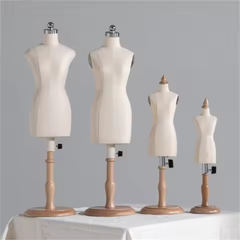 Torso Wooden Sewing Clothes Dummy Tailor‘s Mannequin Body Female,1/2 Manikin, Shoulder Strap, Clothi