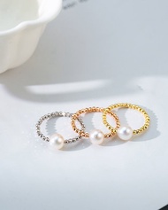 Akoya 簡約閃爍車花珠 18K金戒指