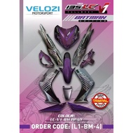 COVERSET BODYSET YAMAHA LC135 LC 135 V1 PURPLE GREY BATMAN ( L1-BM-4 ) STRIPE SIAP TAMPAL VELOZI NEW