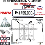 REL PINTU LIPAT ALUMUNIUM 2m BESI KAYU ALUMINIUM RODA GESER SLIDING